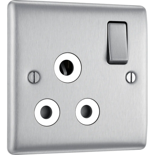 BG Electrical Nexus Metal Brushed Steel - 15A, single, switched, round pin