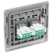 BG Electrical Nexus Metal Brushed Steel - Double, RJ11 telephone socket