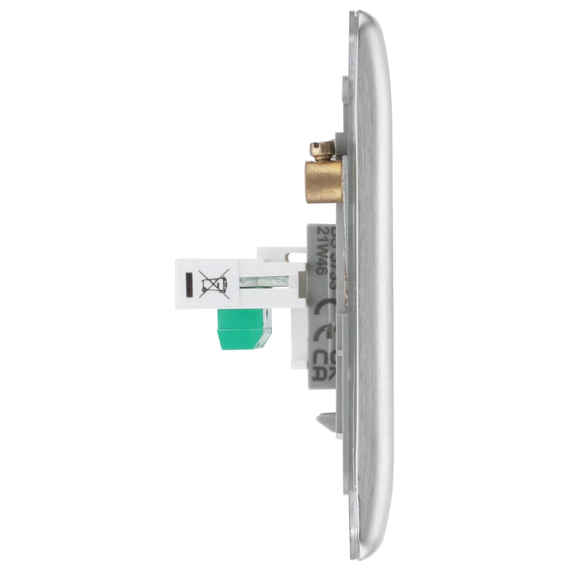 BG Electrical Nexus Metal Brushed Steel - Double, RJ11 telephone socket