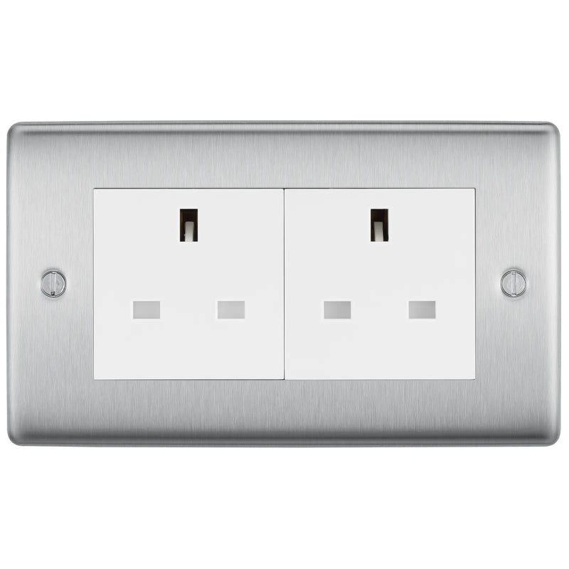 BG Electrical Nexus Metal Brushed Steel - Double, unswitched