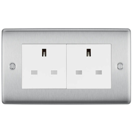 BG Electrical Nexus Metal Brushed Steel - Double, unswitched