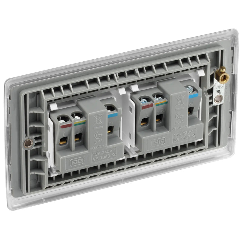 BG Electrical Nexus Metal Brushed Steel - Double, unswitched