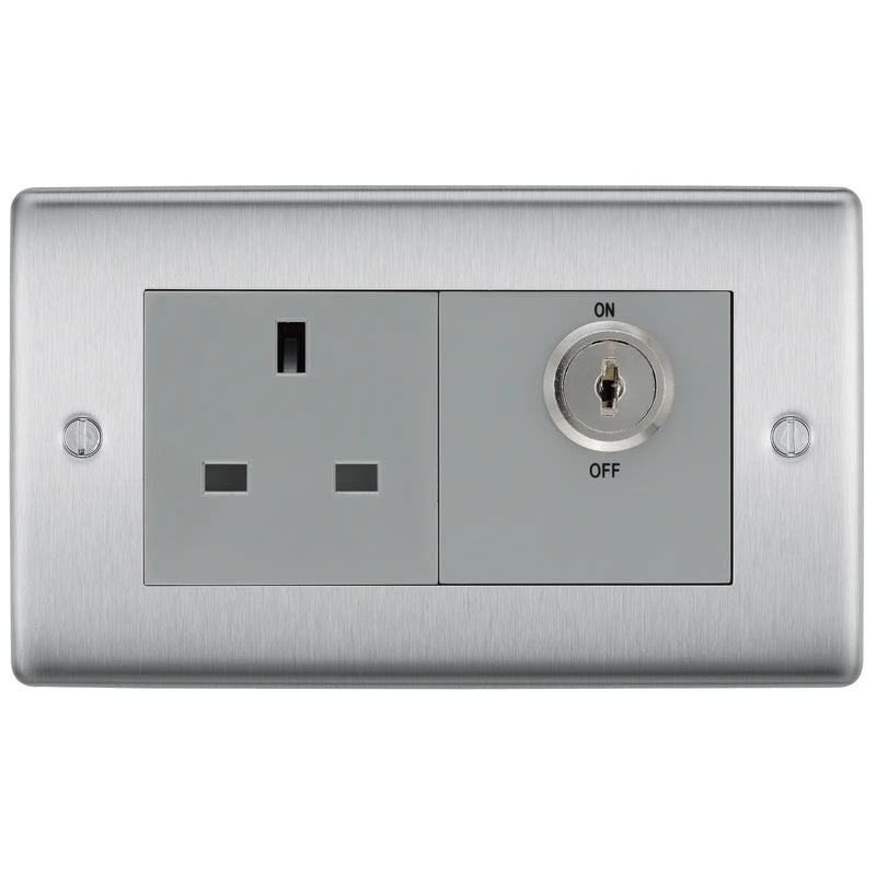 BG Electrical Nexus Metal Brushed Steel - Single, key controlled, double pole