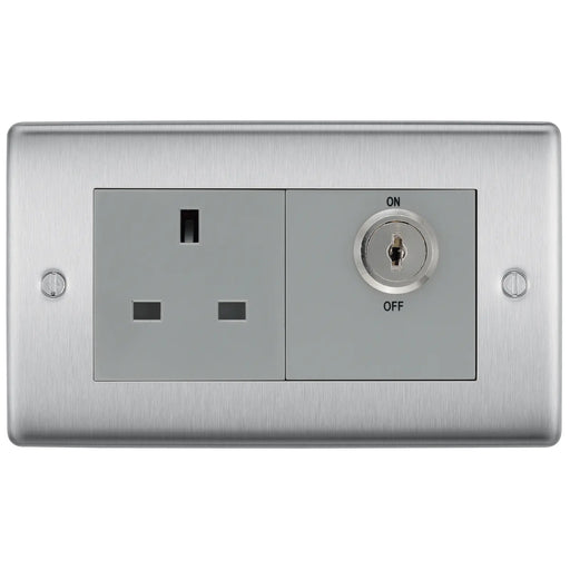 BG Electrical Nexus Metal Brushed Steel - Single, key controlled, double pole