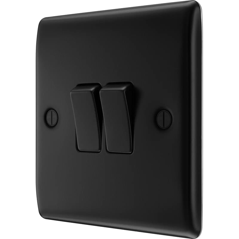 BG Electrical Nexus Metal Matt Black - Double, 2 way switch