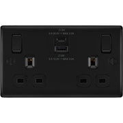 BG Electrical Nexus Metal Matt Black - Double switched single pole, with USB A + C (22W)