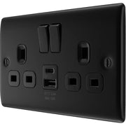 BG Electrical Nexus Metal Matt Black - Double switched single pole, with USB A + C (12W)