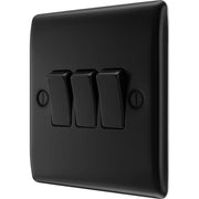 BG Electrical Nexus Metal Matt Black - Triple, 2 way switch