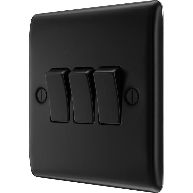 BG Electrical Nexus Metal Matt Black - Triple, 2 way switch