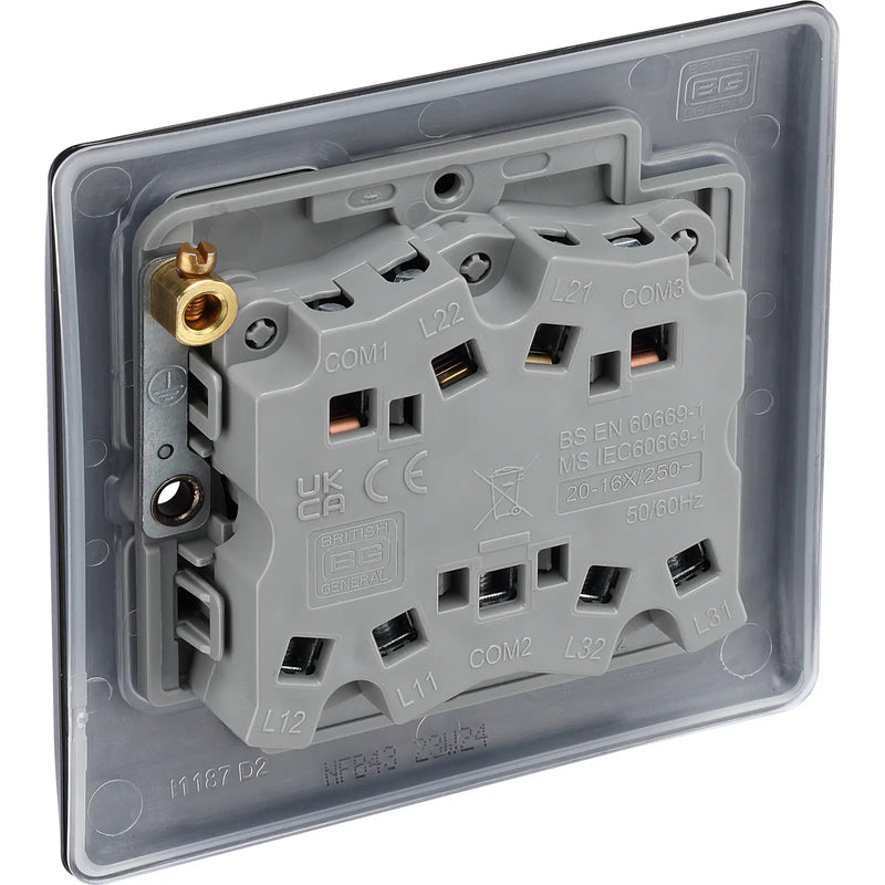 BG Electrical Nexus Metal Matt Black - Triple, 2 way switch