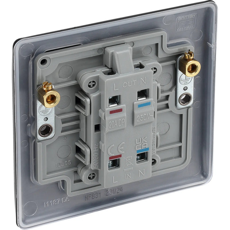 BG Electrical Nexus Metal Matt Black - 20A, double pole, with indicator