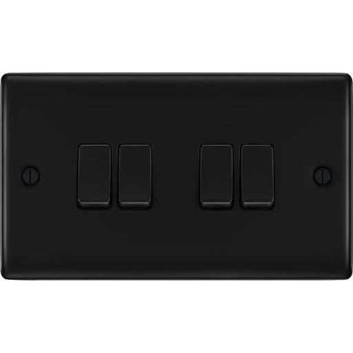 BG Electrical Nexus Metal Matt Black - Quadruple, 2 way switch