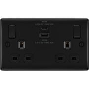 BG Electrical Nexus Metal Matt Black - Double switched single pole, with USB A + C (45W)