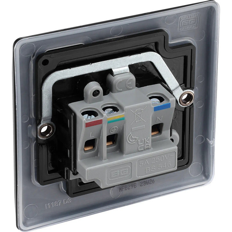 BG Electrical Nexus Metal Matt Black - 5A, single, unswitched, round pin