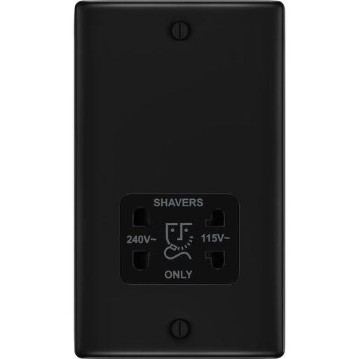 BG Electrical Nexus Metal Matt Black - 115/240V dual voltage shaver socket