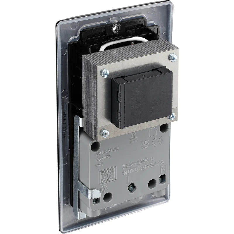 BG Electrical Nexus Metal Matt Black - 115/240V dual voltage shaver socket