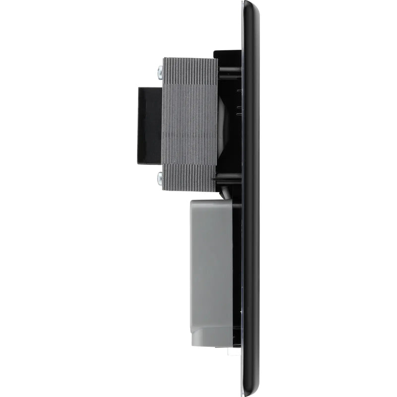 BG Electrical Nexus Metal Matt Black - 115/240V dual voltage shaver socket