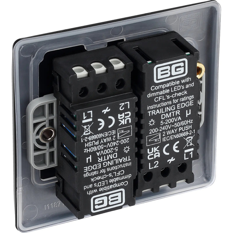 BG Electrical Nexus Metal Matt Black - Double, 2 way push 200W