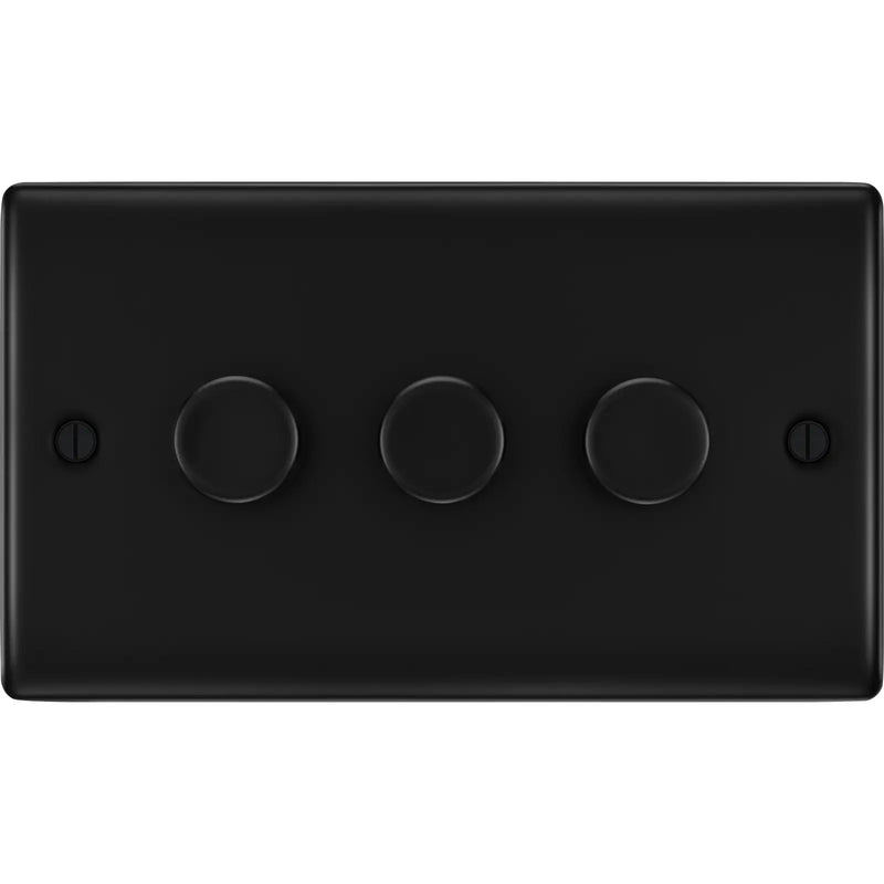 BG Electrical Nexus Metal Matt Black - Triple, 2 way push 200W