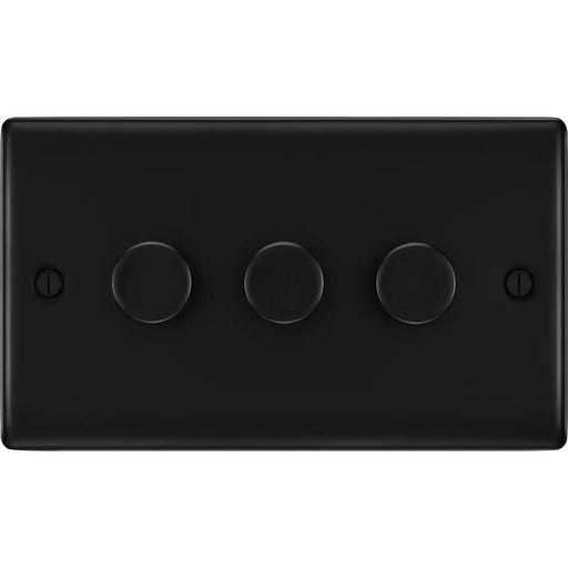 BG Electrical Nexus Metal Matt Black - Triple, 2 way push 200W