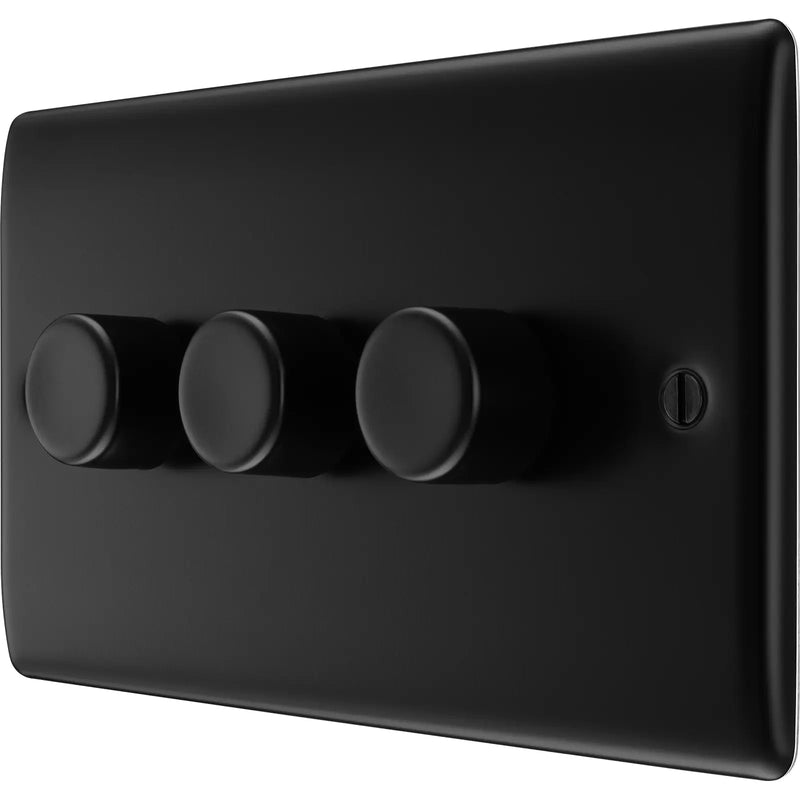 BG Electrical Nexus Metal Matt Black - Triple, 2 way push 200W