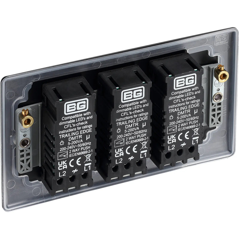 BG Electrical Nexus Metal Matt Black - Triple, 2 way push 200W