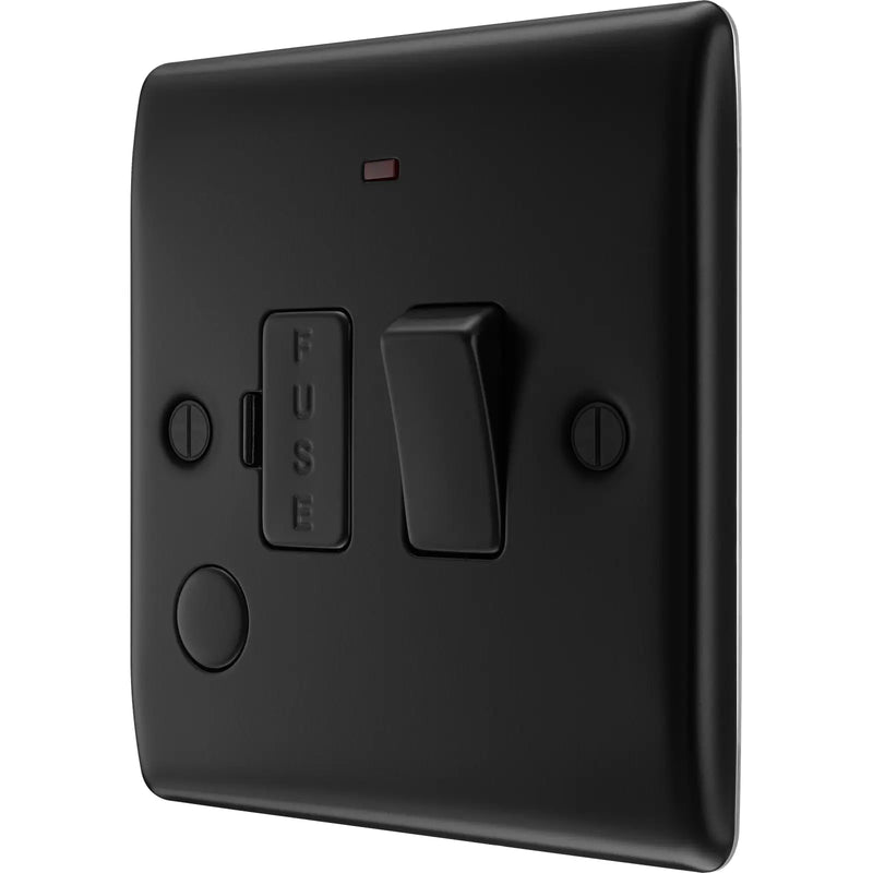 BG Electrical Nexus Metal Matt Black - Switched and fused with indicator and flex outlet