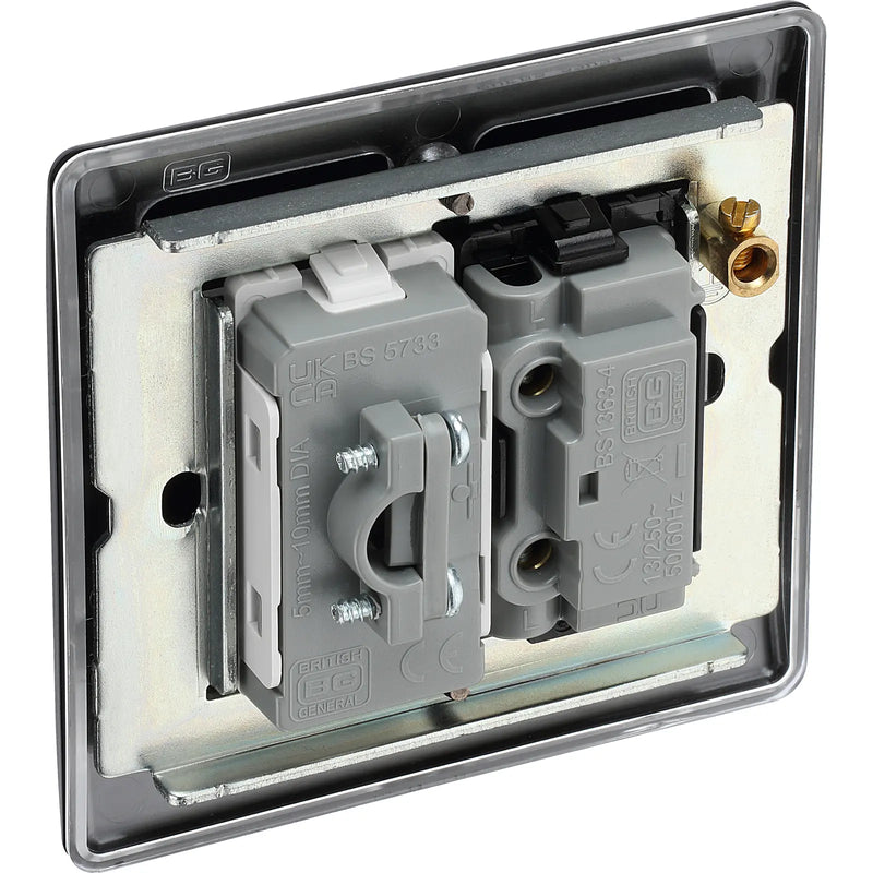 BG Electrical Nexus Metal Matt Black - Unswitched and fused with flex outlet