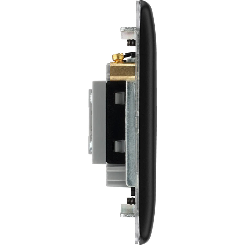 BG Electrical Nexus Metal Matt Black - Unswitched and fused with flex outlet