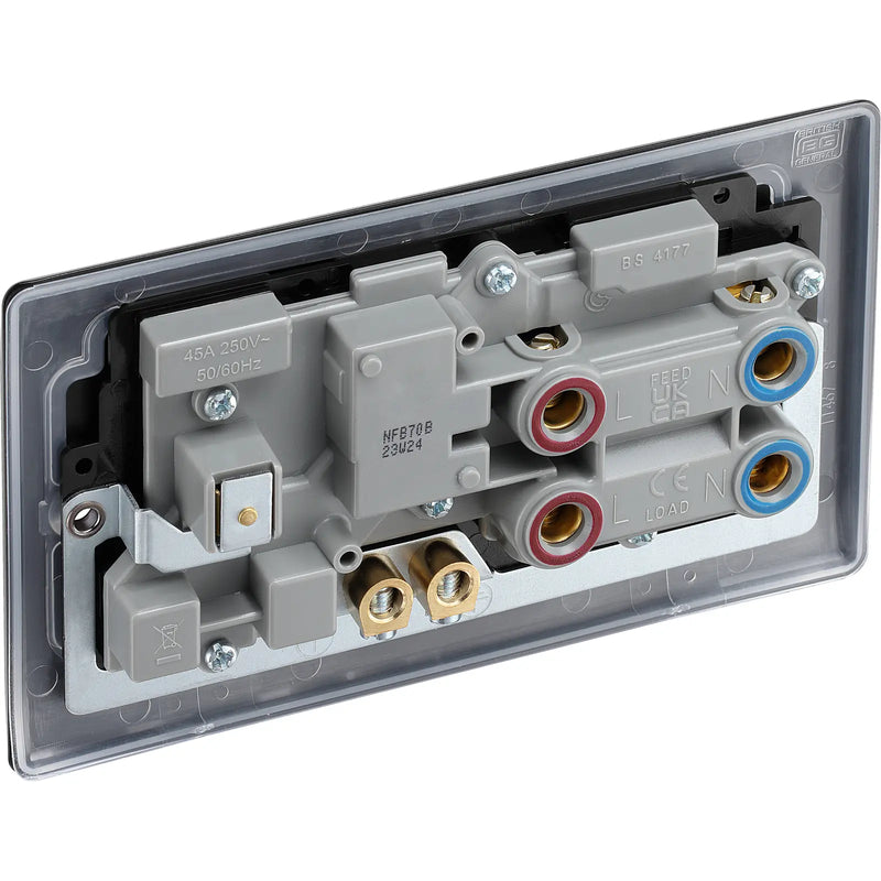 BG Electrical Nexus Metal Matt Black - 45A double pole, with switched socket and indicators