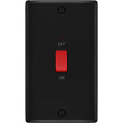 BG Electrical Nexus Metal Matt Black - 45A, double pole, large plate, with indicator