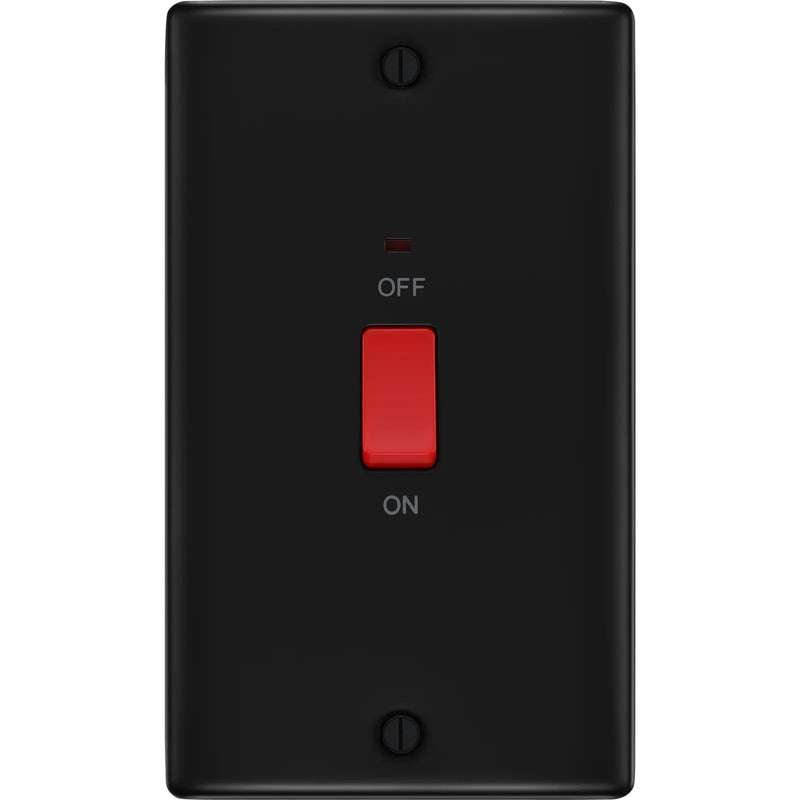 BG Electrical Nexus Metal Matt Black - 45A, double pole, large plate, with indicator