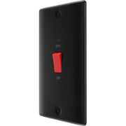 BG Electrical Nexus Metal Matt Black - 45A, double pole, large plate, with indicator