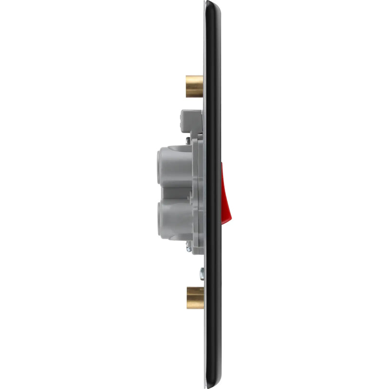 BG Electrical Nexus Metal Matt Black - 45A, double pole, large plate, with indicator