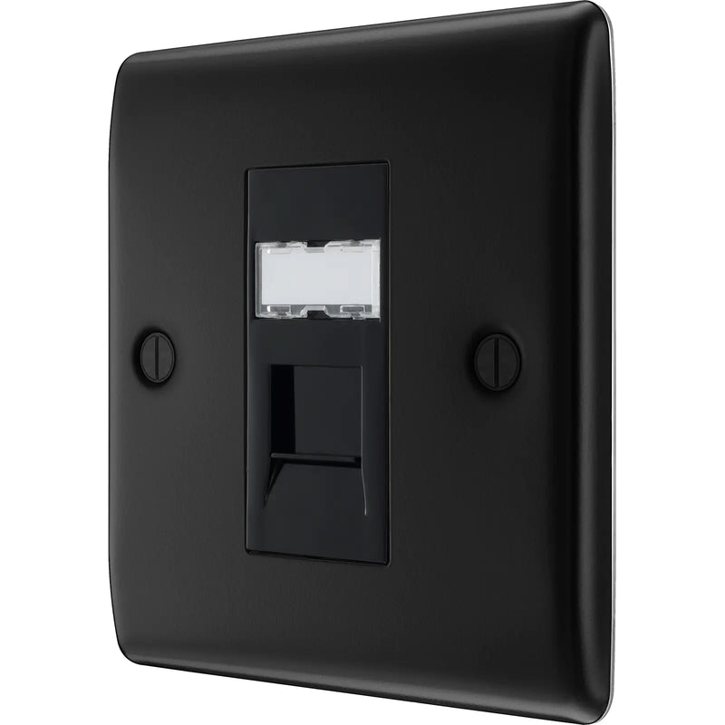 BG Electrical Nexus Metal Matt Black - Single, RJ45 data socket