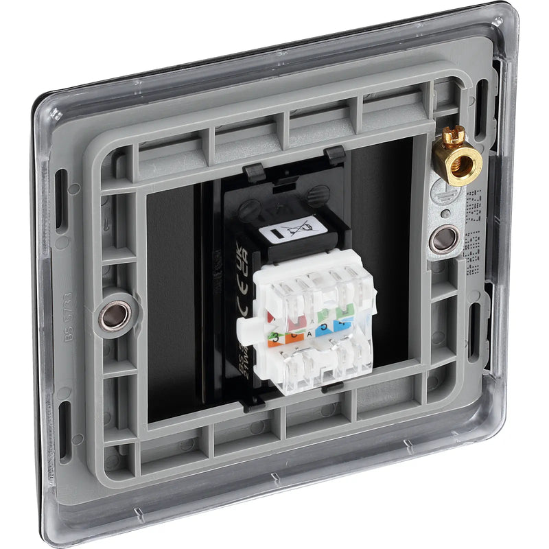 BG Electrical Nexus Metal Matt Black - Single, RJ45 data socket