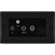 BG Electrical Nexus Metal Matt Black - Triplex with BT outlet and co-axial return - screened