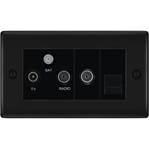 BG Electrical Nexus Metal Matt Black - Triplex with BT outlet and co-axial return - screened