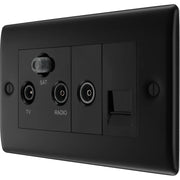 BG Electrical Nexus Metal Matt Black - Triplex with BT outlet and co-axial return - screened