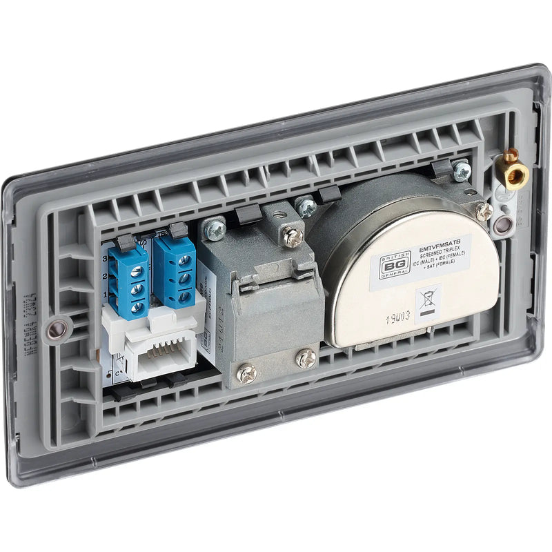 BG Electrical Nexus Metal Matt Black - Triplex with BT outlet and co-axial return - screened