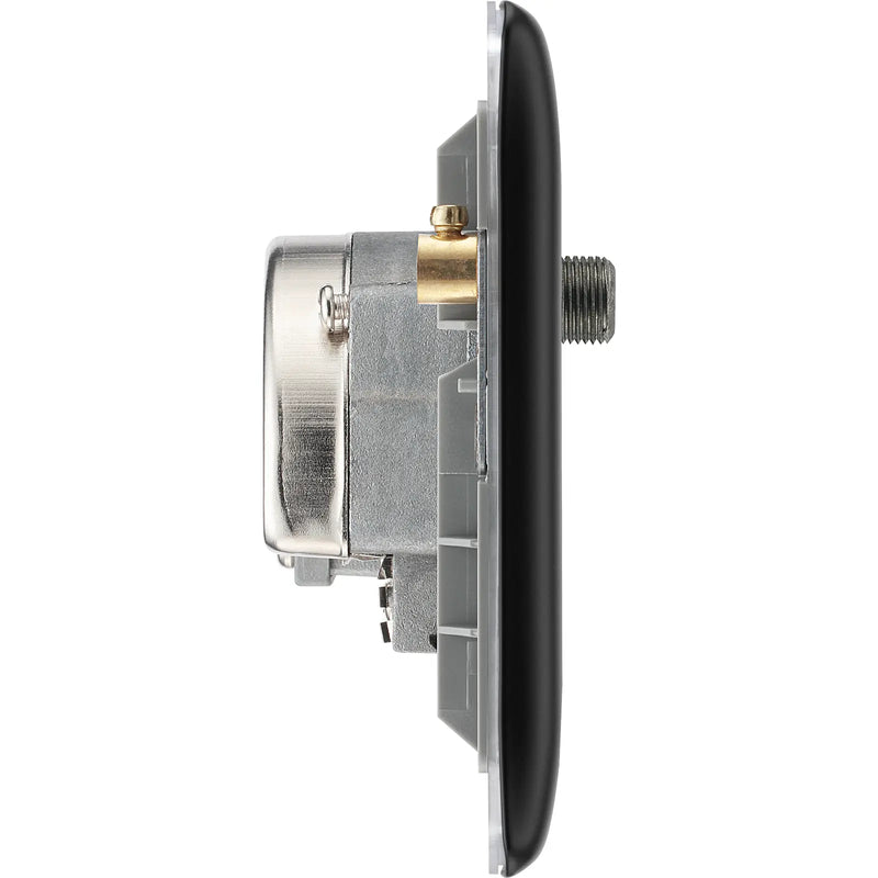 BG Electrical Nexus Metal Matt Black - Triplex with BT outlet and co-axial return - screened
