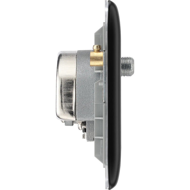 BG Electrical Nexus Metal Matt Black - Quadplex 2 x sat, BT outlet and co-ax returned - screened