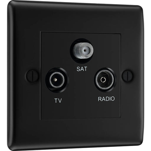 BG Electrical Nexus Metal Matt Black - Triple TV/FM/SAT triplex - screened