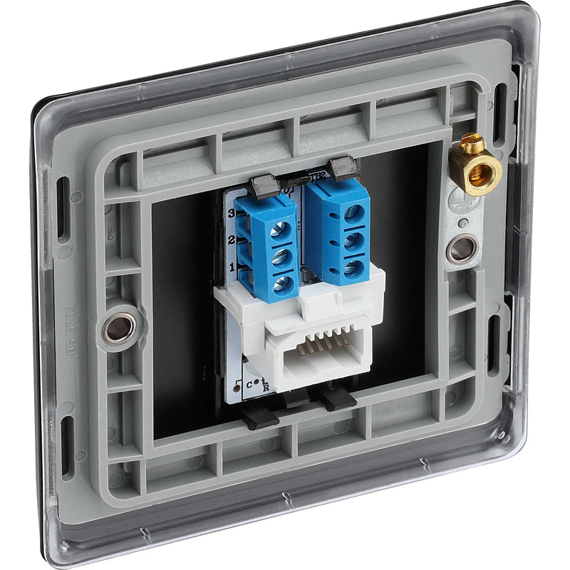 BG Electrical Nexus Metal Matt Black - Single, telephone socket, secondary