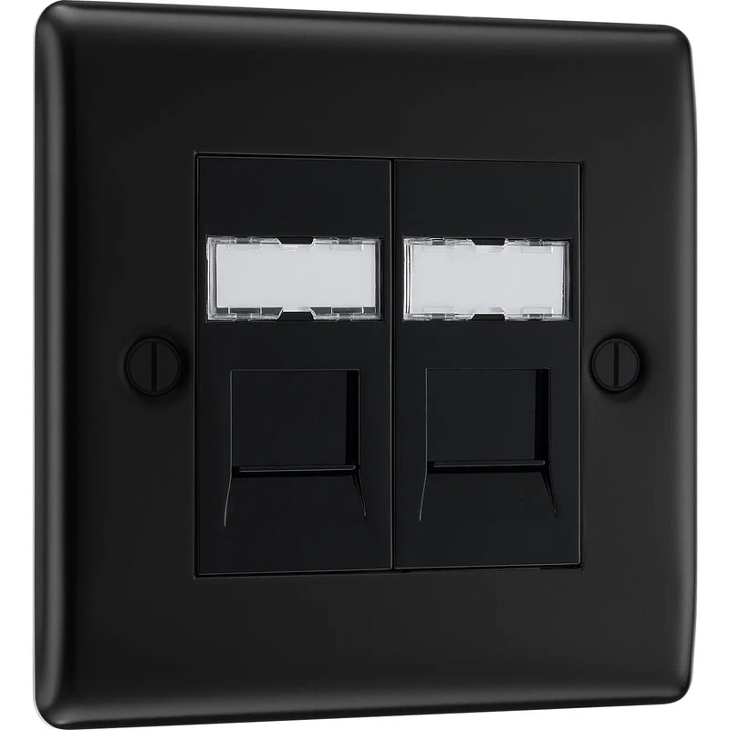 BG Electrical Nexus Metal Matt Black - Double, RJ45 data socket