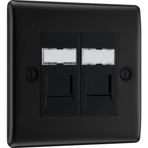 BG Electrical Nexus Metal Matt Black - Double, RJ45 data socket
