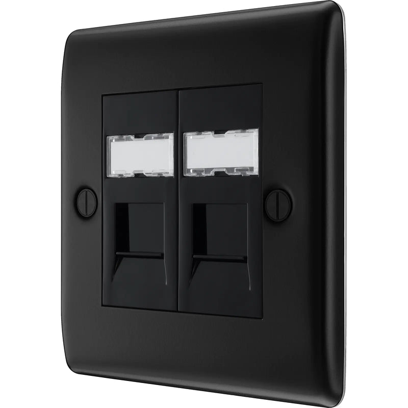 BG Electrical Nexus Metal Matt Black - Double, RJ45 data socket