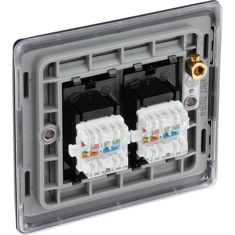 BG Electrical Nexus Metal Matt Black - Double, RJ45 data socket