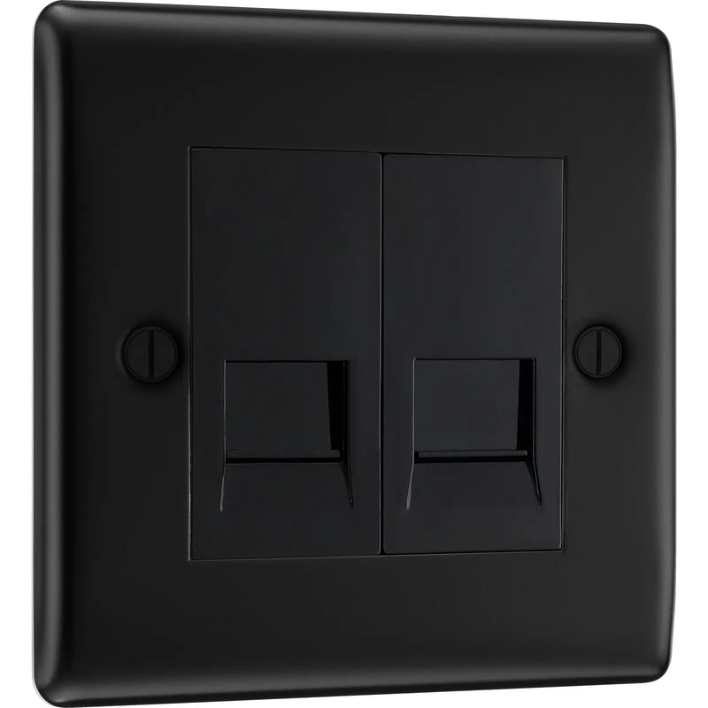 BG Electrical Nexus Metal Matt Black - Double telephone socket, master