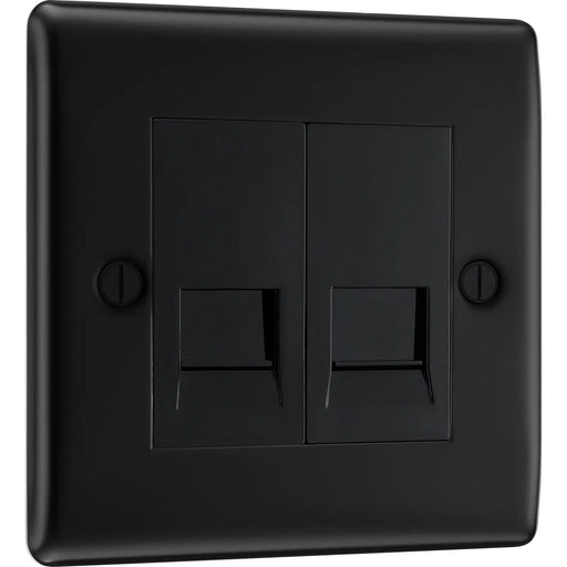 BG Electrical Nexus Metal Matt Black - Double telephone socket, master
